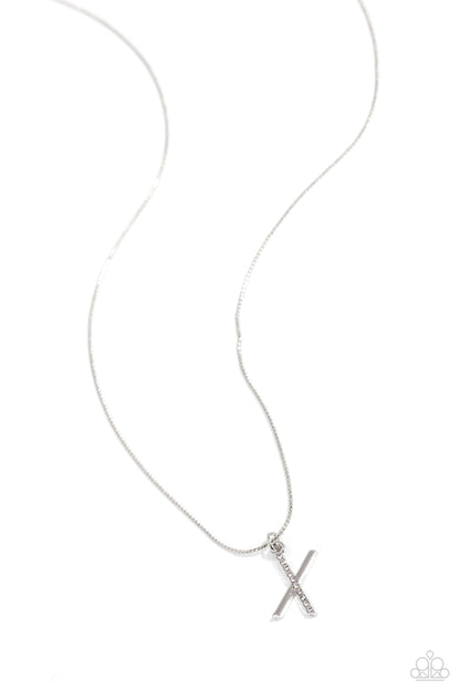 Letter of the Law - white - X - Paparazzi necklace