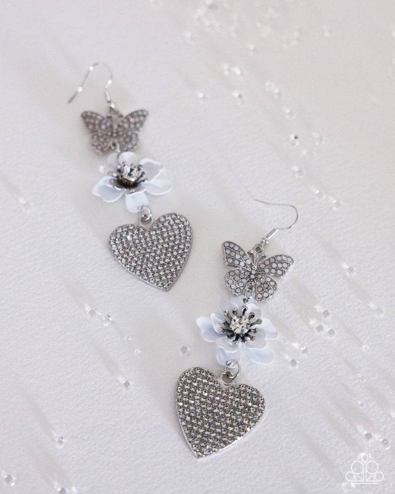 Lighthearted Luminescent - white - Paparazzi earrings