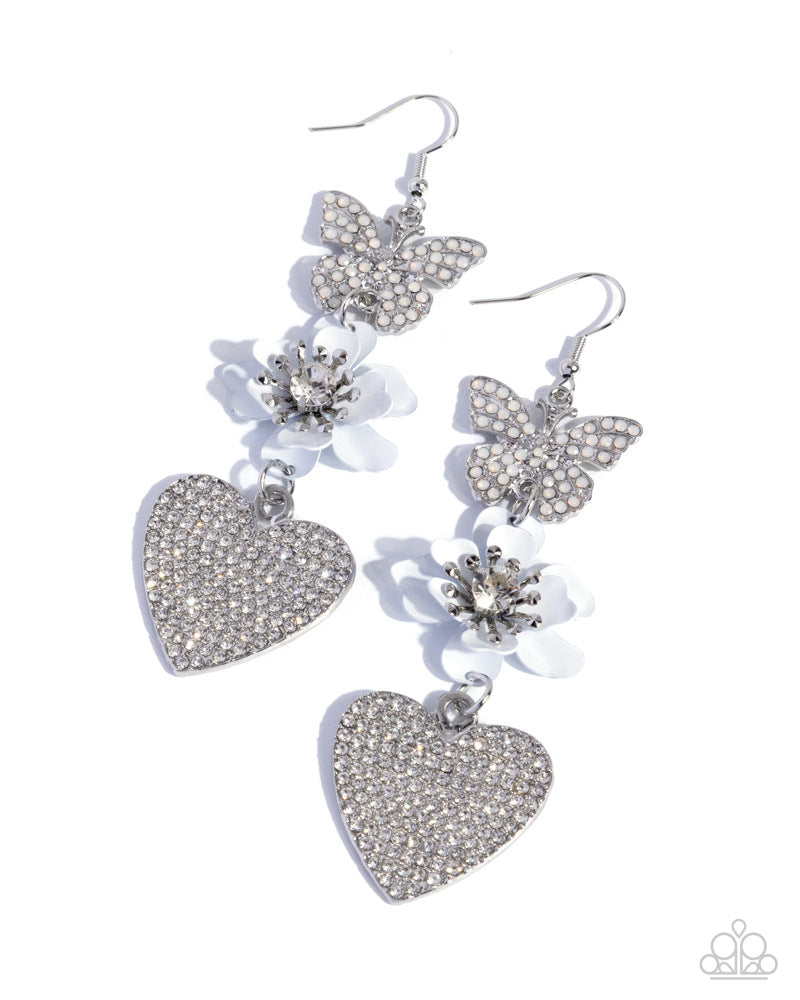 Lighthearted Luminescent - white - Paparazzi earrings