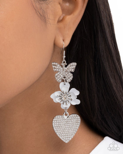 Lighthearted Luminescent - white - Paparazzi earrings