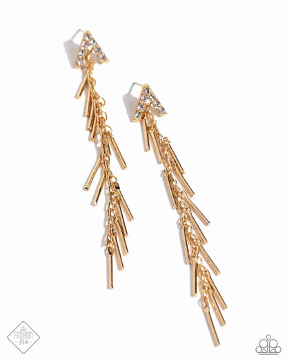 Linear Landmark - gold - Paparazzi earrings