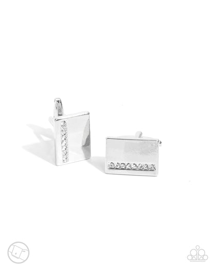 Lined Leader - white - Paparazzi MENS cufflinks