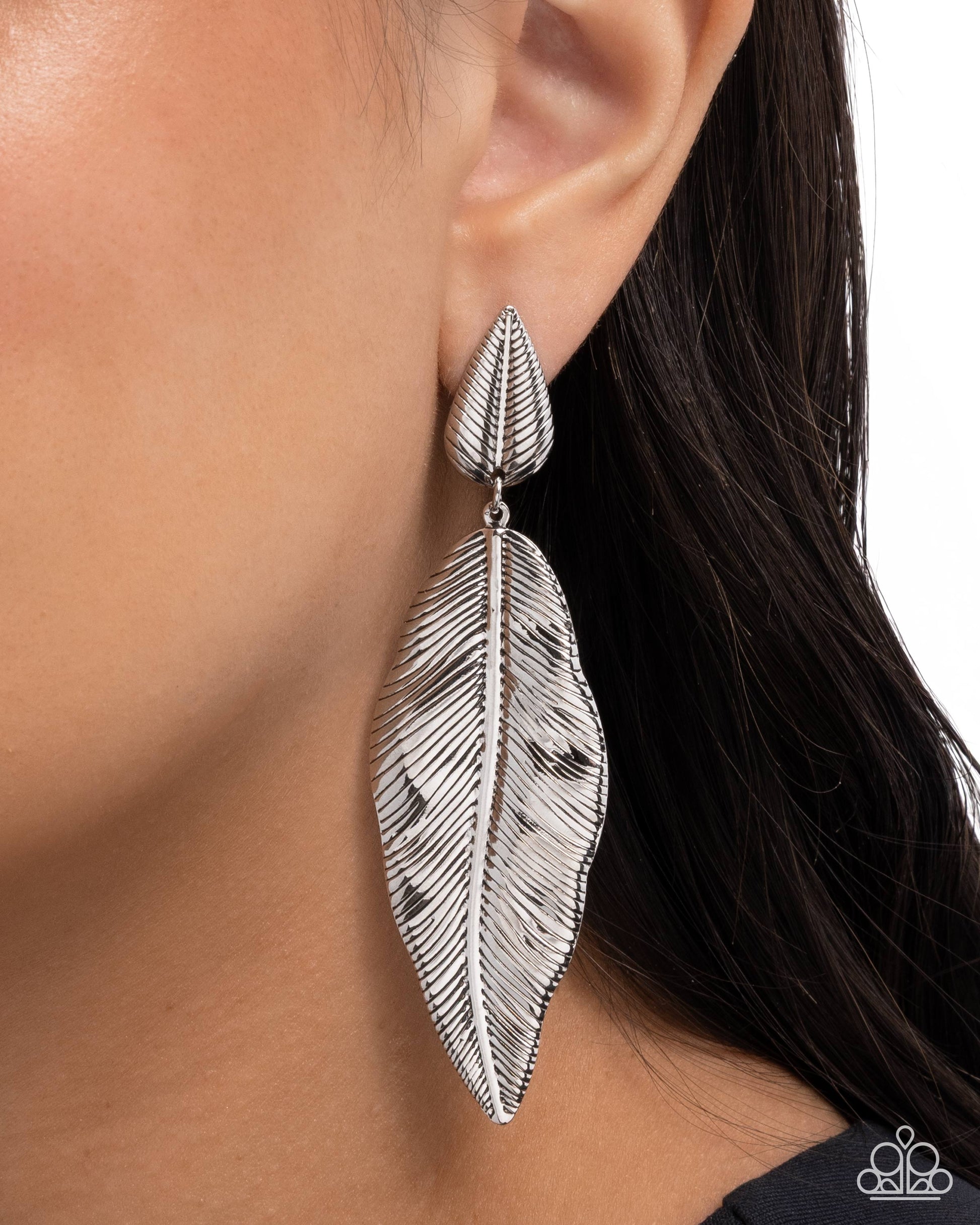 Loamy Leaves - silver - Paparazzi earrings
