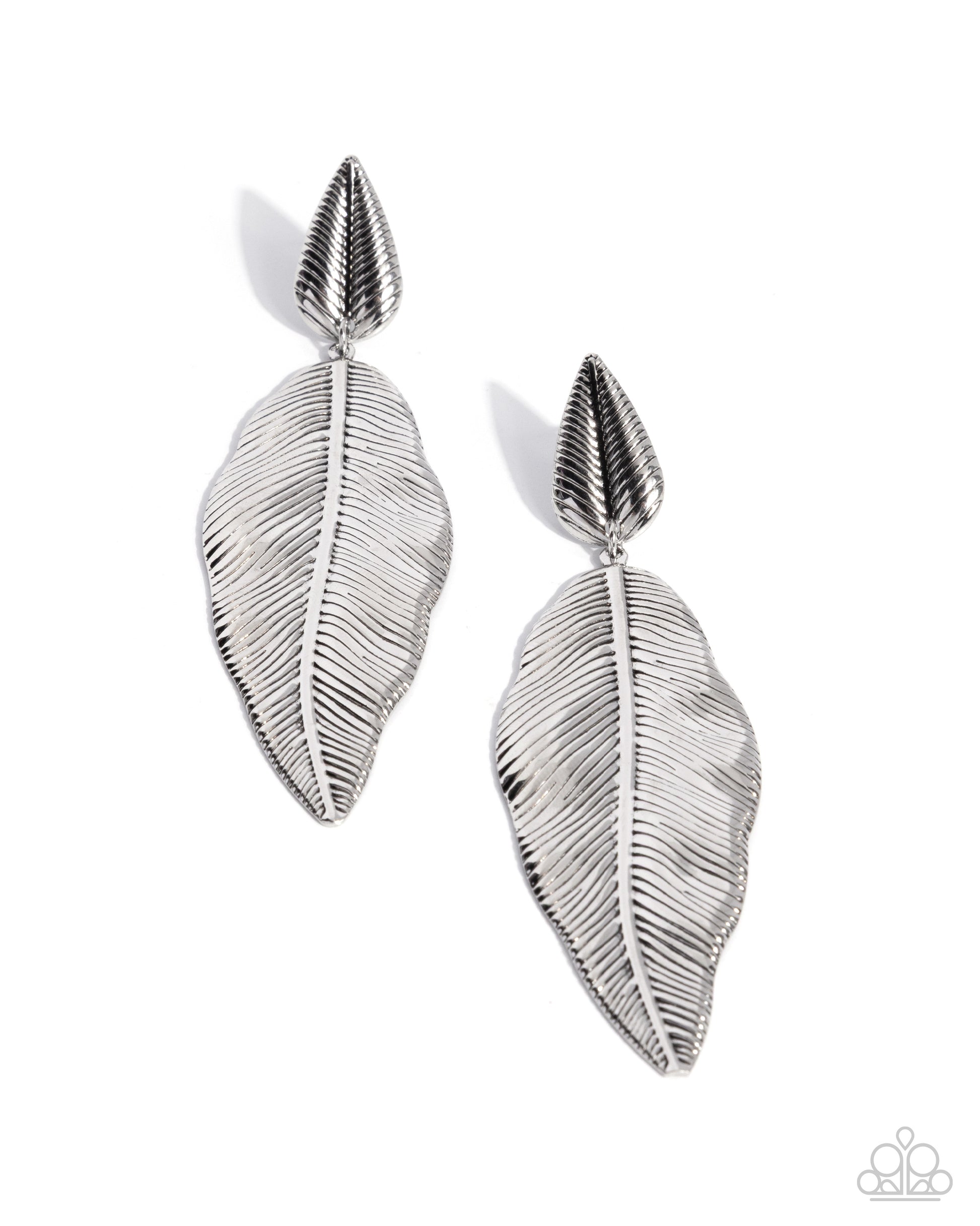 Loamy Leaves - silver - Paparazzi earrings