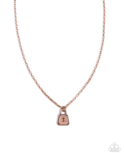 Lock Onto - copper - Paparazzi necklace