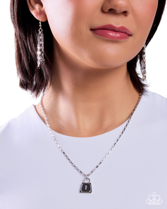 Lock Onto - silver - Paparazzi necklace