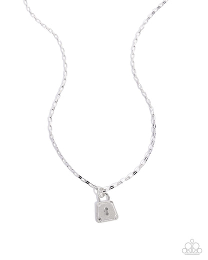 Lock Onto - silver - Paparazzi necklace