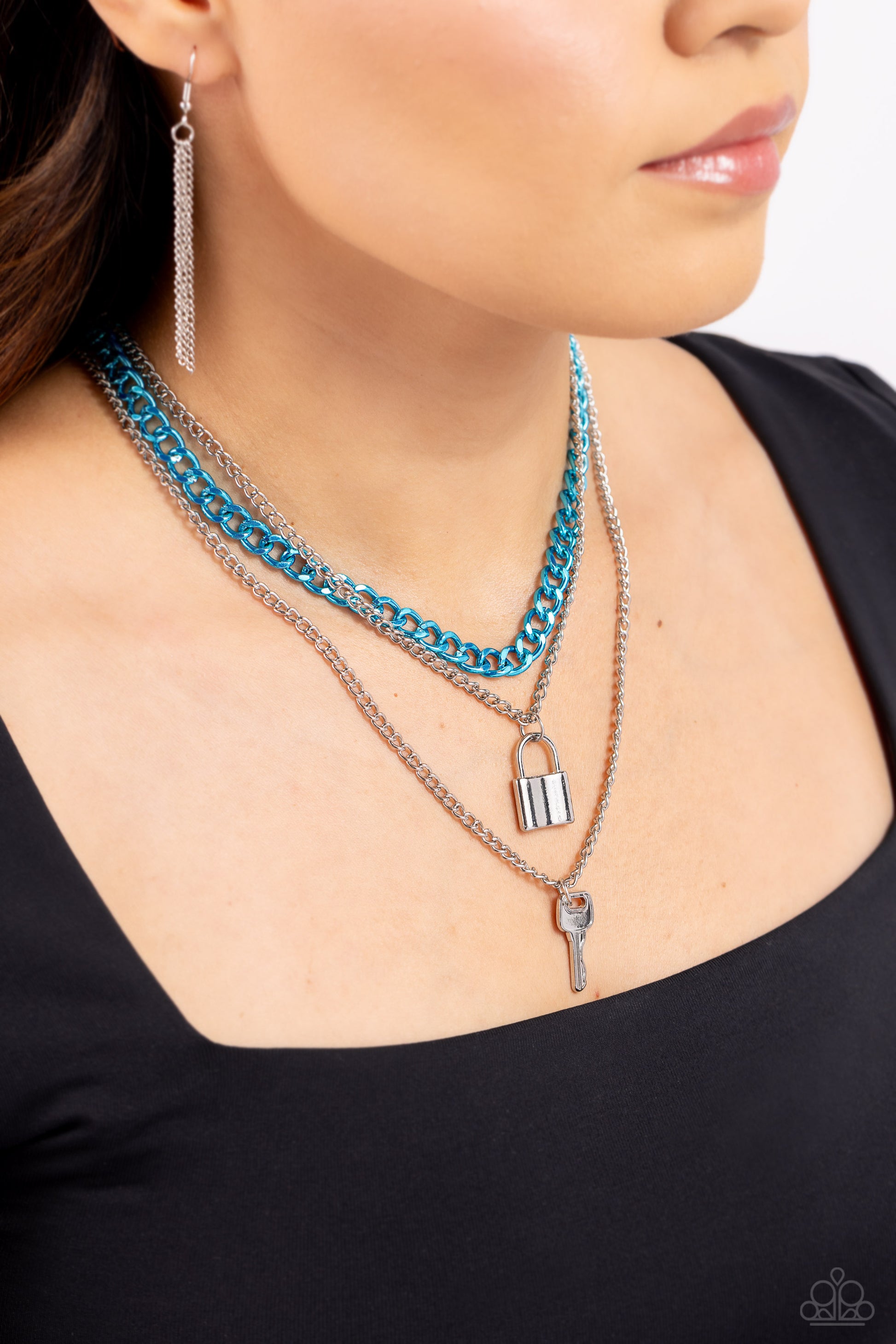 Locked Labor - blue - Paparazzi necklace