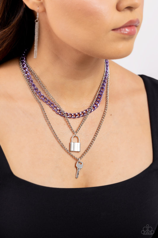 Locked Labor - purple - Paparazzi necklace