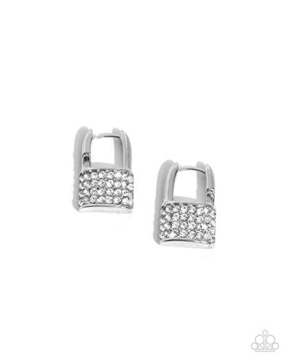 Locked Luxury - white - Paparazzi earrings