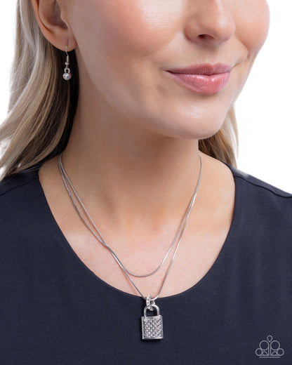 Locked Up Tight - white - Paparazzi necklace