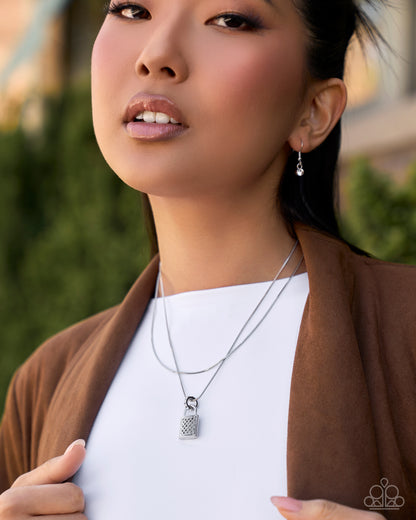 Locked Up Tight - white - Paparazzi necklace