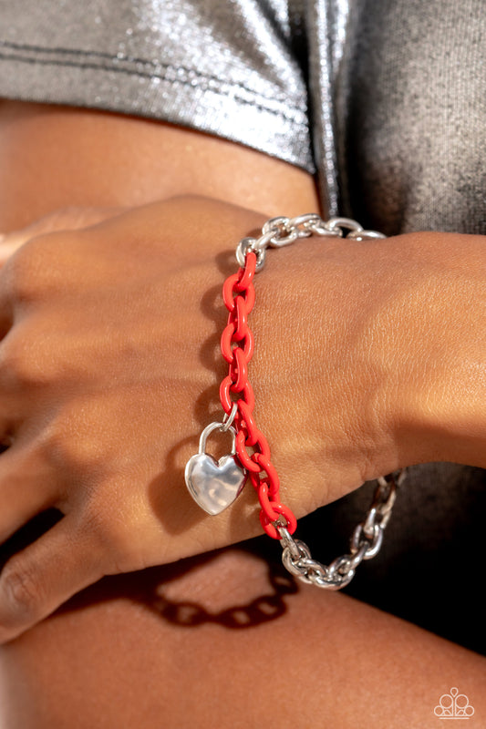Locked and Loved - red - Paparazzi bracelet