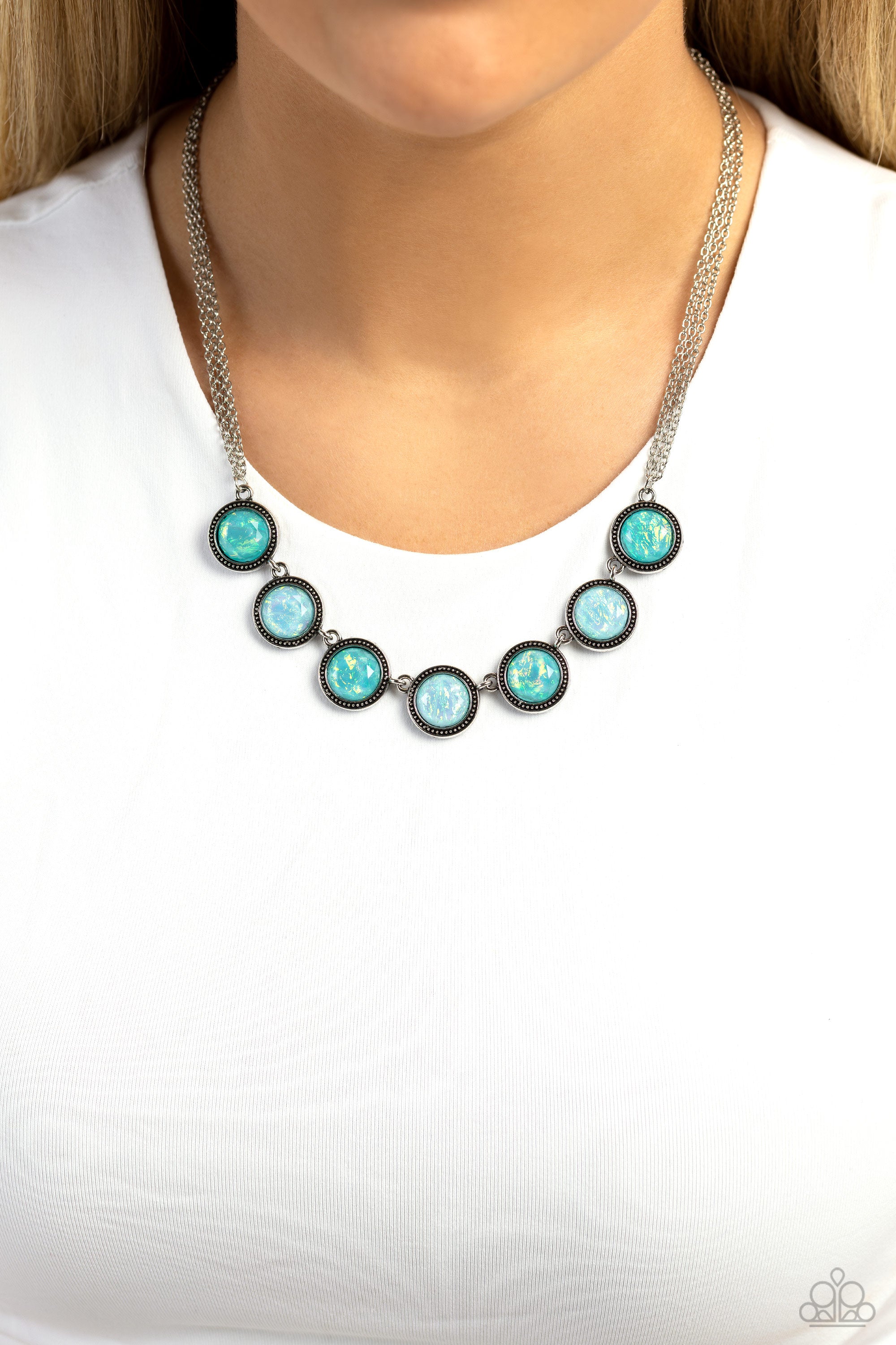 Paparazzi Accessories Double Bubble Burst Blue Necklace