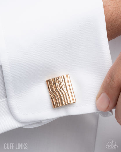 Lumber Luminescence - gold - Paparazzi MENS cufflinks