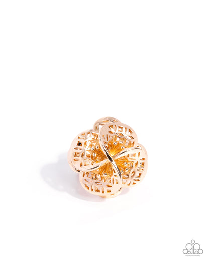 Luminescent Lattice - gold - Paparazzi ring