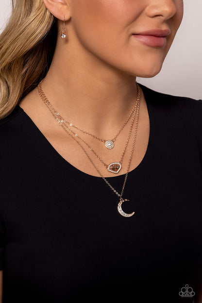 Lunar Lineup - rose gold - Paparazzi necklace