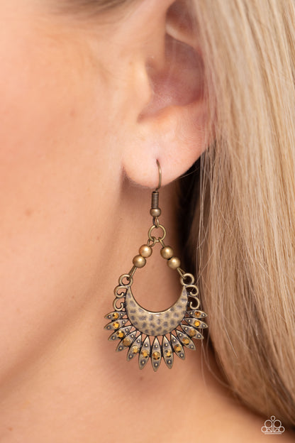 Lunar Luxury - brass - Paparazzi earrings