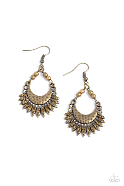 Lunar Luxury - brass - Paparazzi earrings