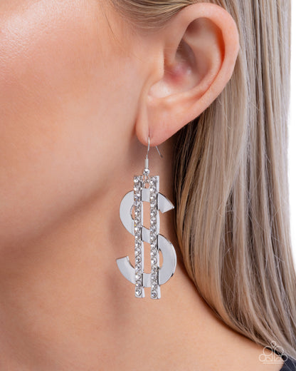 Magnate Moment - white - Paparazzi earrings