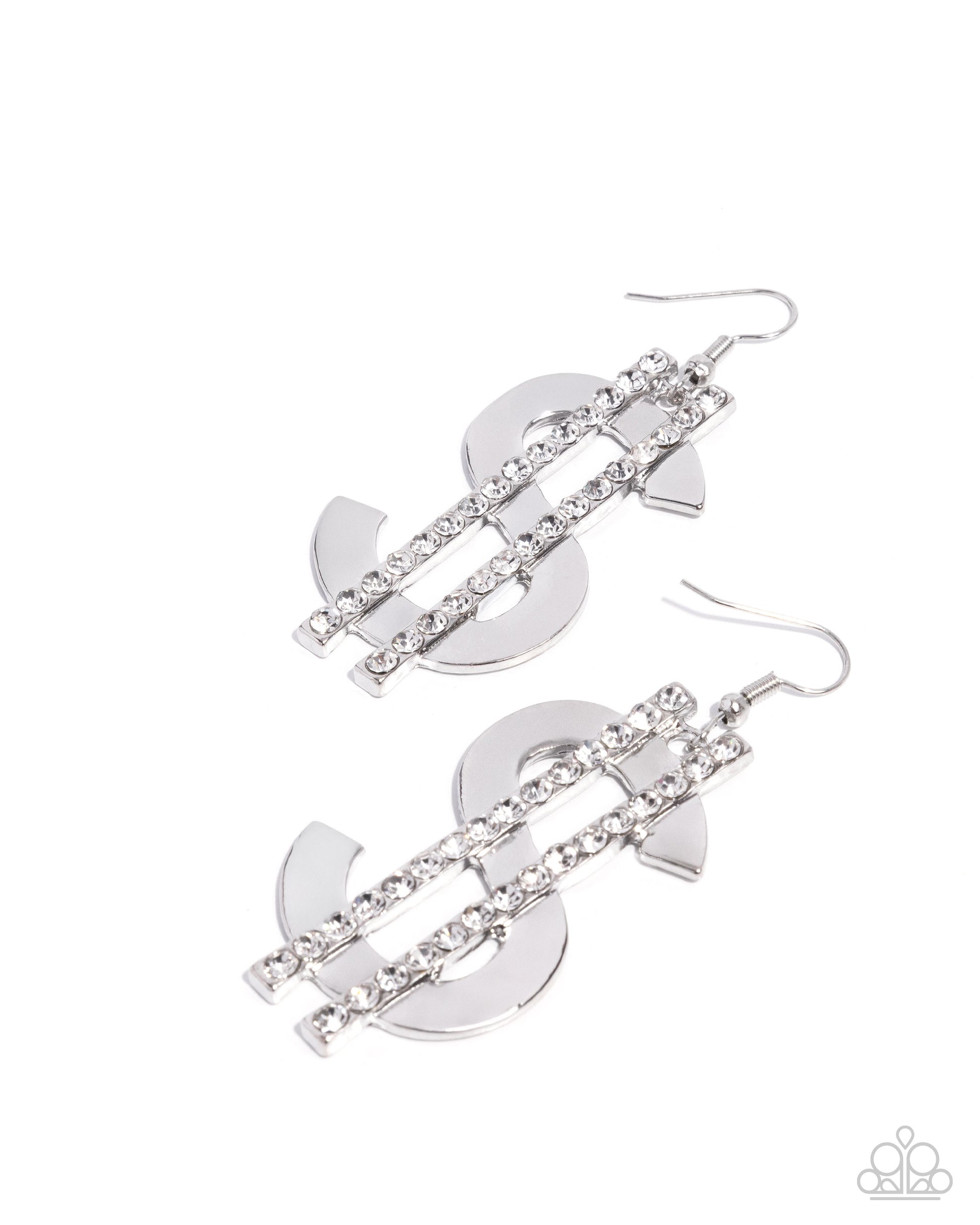 Magnate Moment - white - Paparazzi earrings