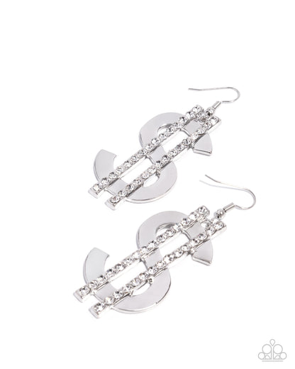 Magnate Moment - white - Paparazzi earrings