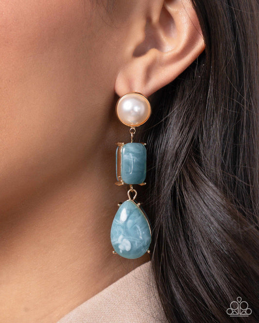 Marbled Masterpiece - blue - Paparazzi earrings