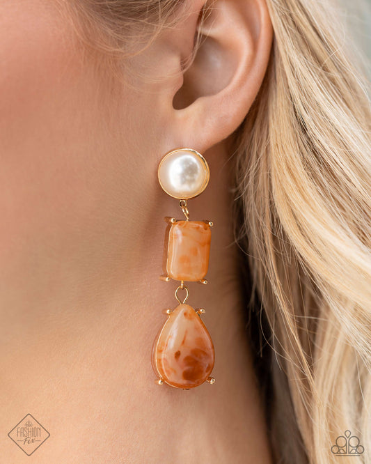 Marbled Masterpiece - orange - Paparazzi earrings