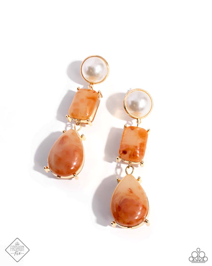 Marbled Masterpiece - orange - Paparazzi earrings