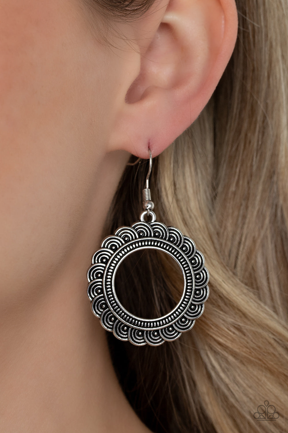 ​Mayan Mardi Gras - silver - Paparazzi earrings