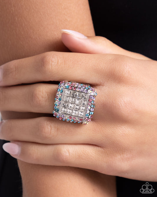 Medium SQUARE - multi - Paparazzi ring
