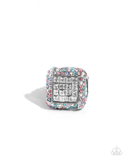 Medium SQUARE - multi - Paparazzi ring