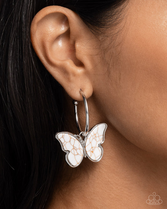 Melodic Mariposa - white - Paparazzi earrings