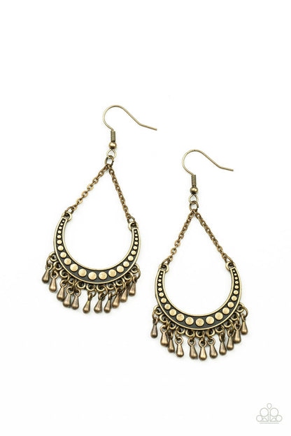 Melodic Moons - brass - Paparazzi earrings