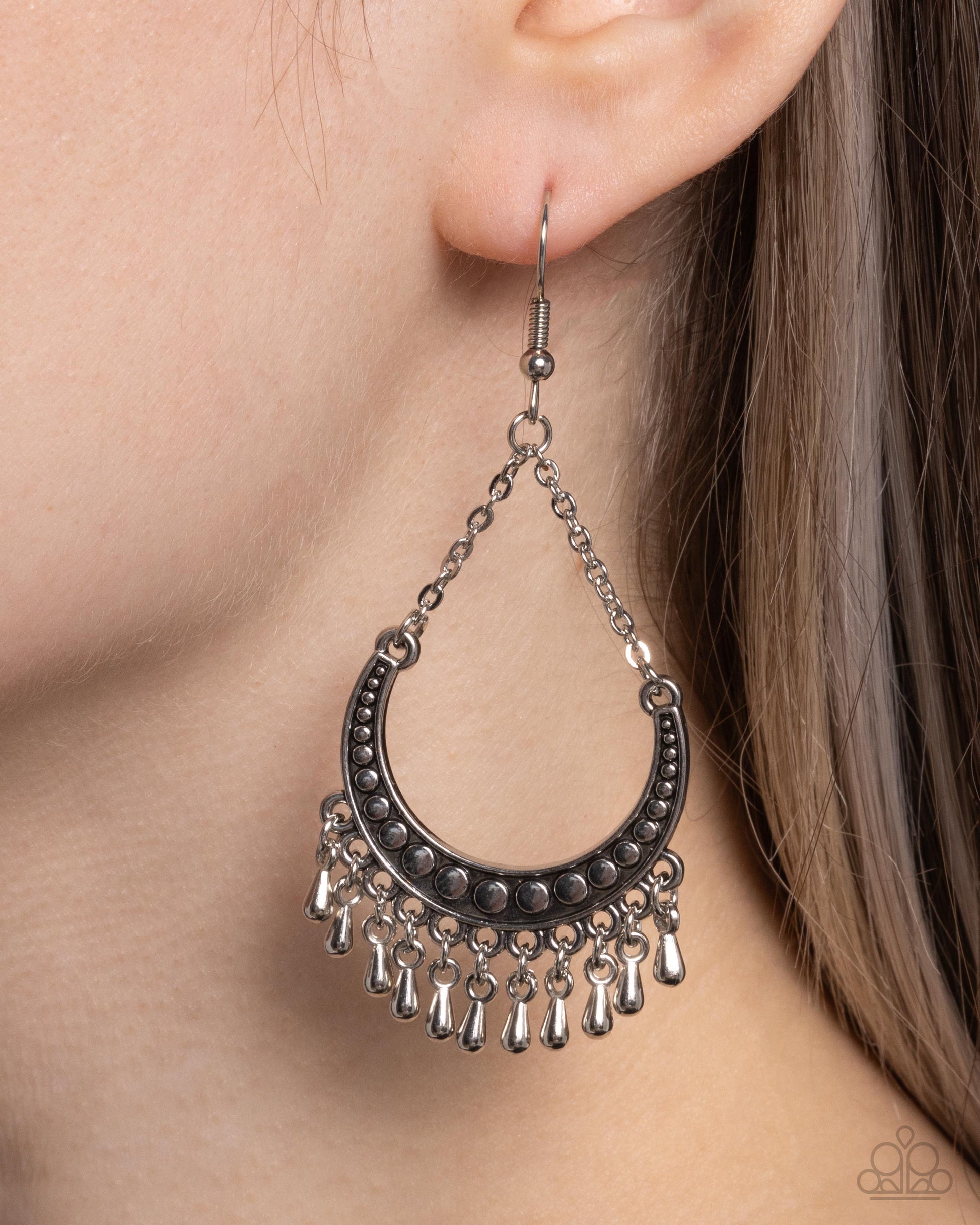 Melodic Moons - silver - Paparazzi earrings