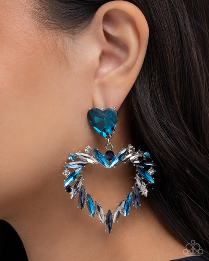 Memorable Marquise - blue - Paparazzi earrings