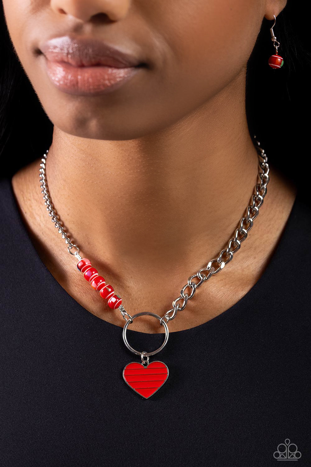 Mismatched Mayhem - red - Paparazzi necklace