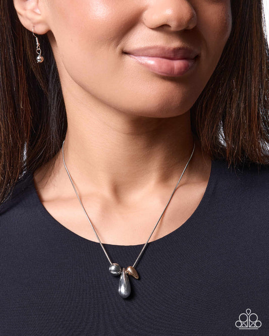 Mismatched Trio - silver - Paparazzi necklace