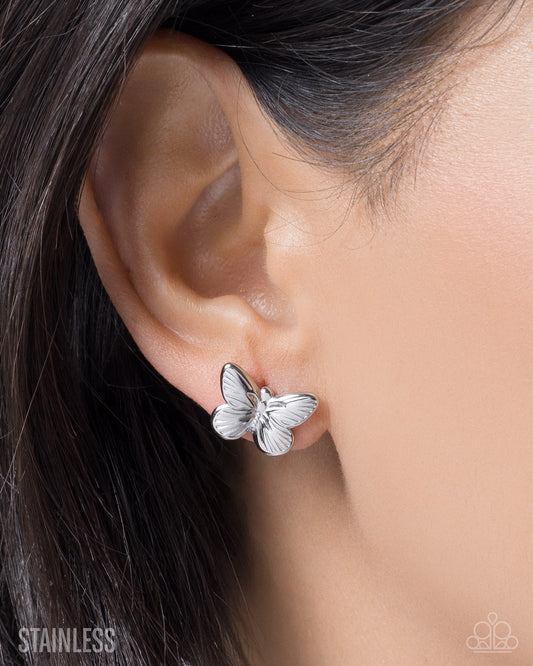 Monarch Moment - silver - Paparazzi earrings