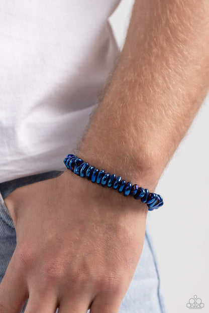 Monochromatic Mechanic - blue - Paparazzi MENS bracelet