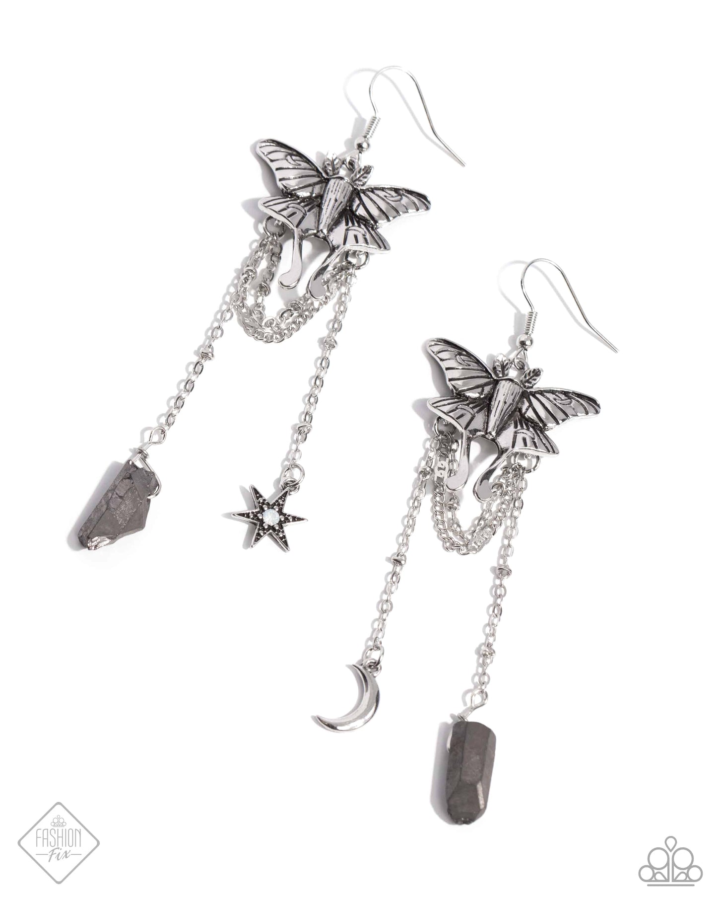 Moth Master - silver - Paparazzi earrings