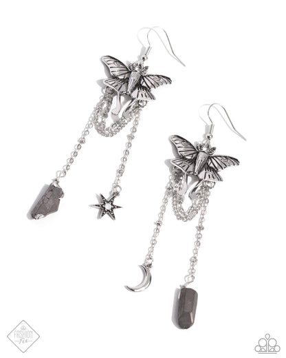 Moth Master - silver - Paparazzi earrings
