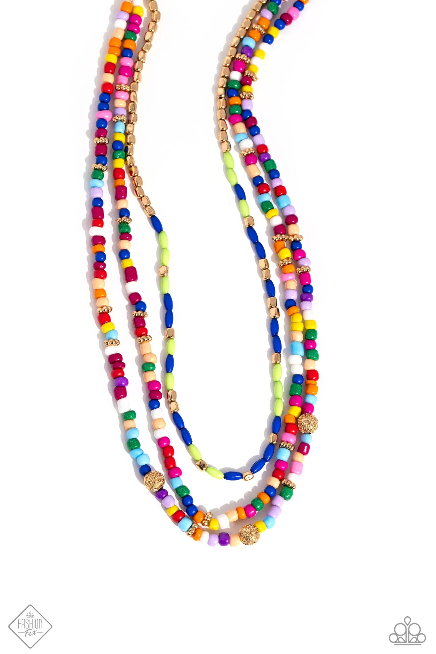 Multicolored Mashup - gold - Paparazzi necklace