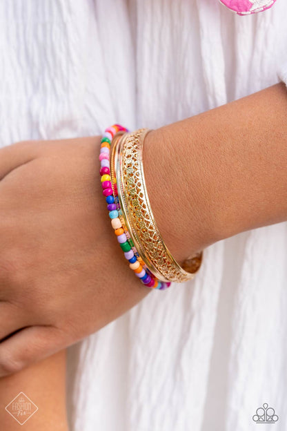 Multicolored Medley - gold - Paparazzi bracelet