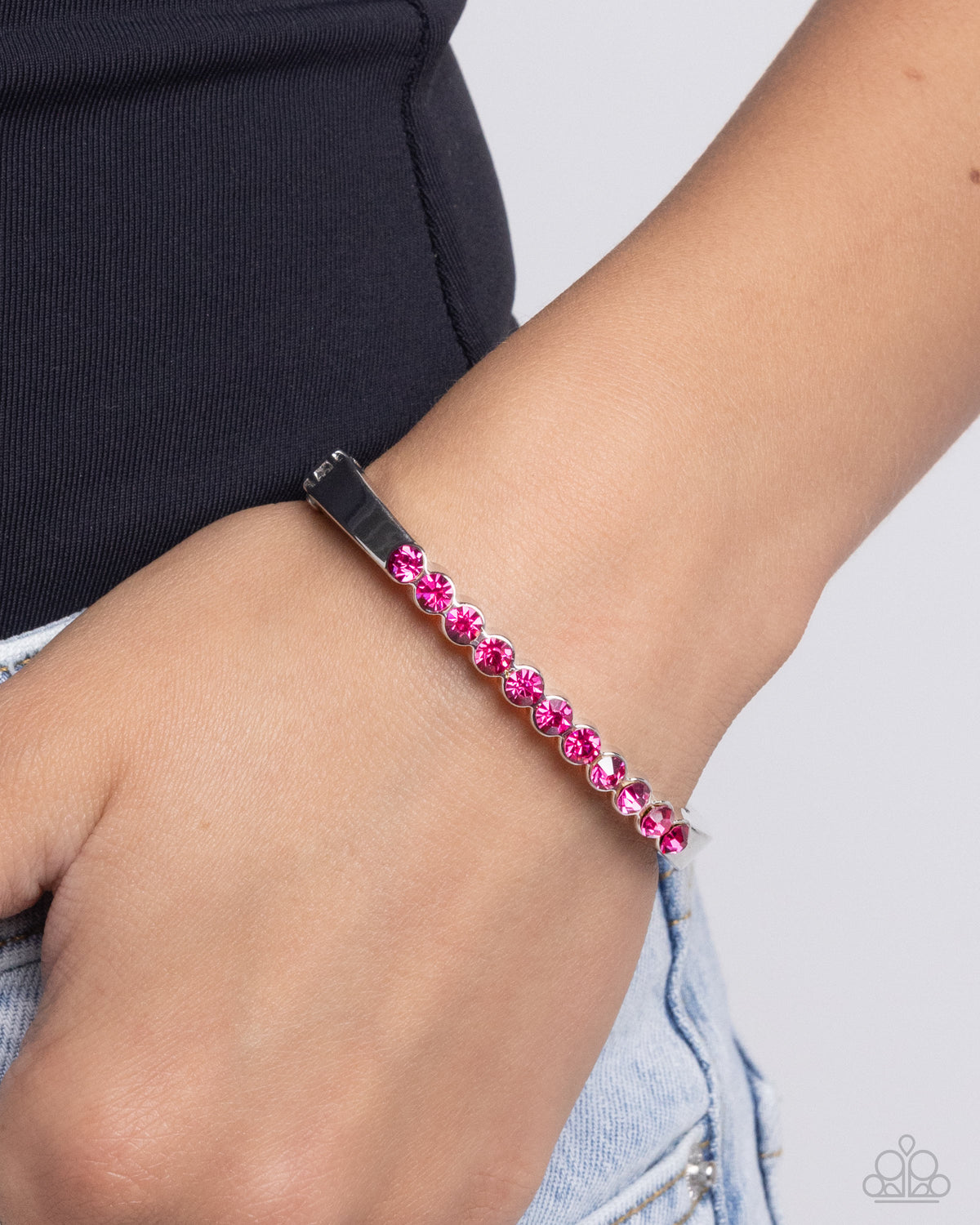 Pink Pearl and Silver Crystal Bracelet Watch seller refurbished with new bat Freshwater pink baroque pearl sterling silver bracelet  main image 3