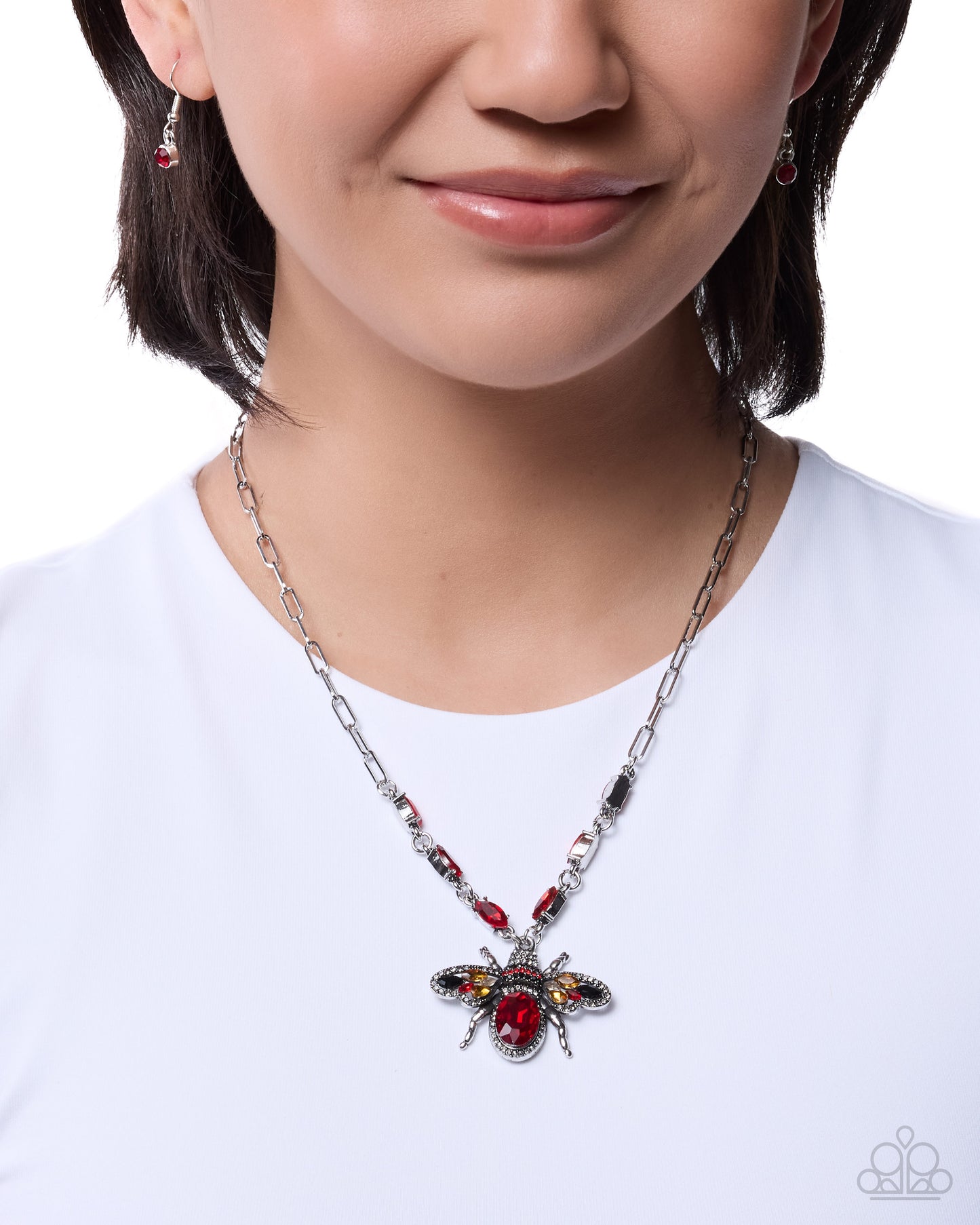 Neoclassical Novelty - red - Paparazzi necklace
