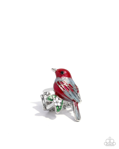 Nestled Nightingale - red - Paparazzi ring