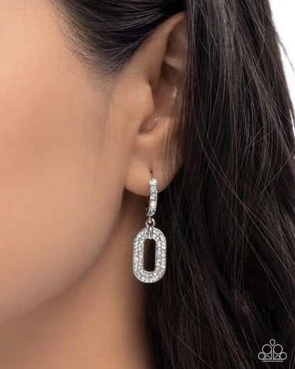 Next-Level Luminescence - white - Paparazzi earrings