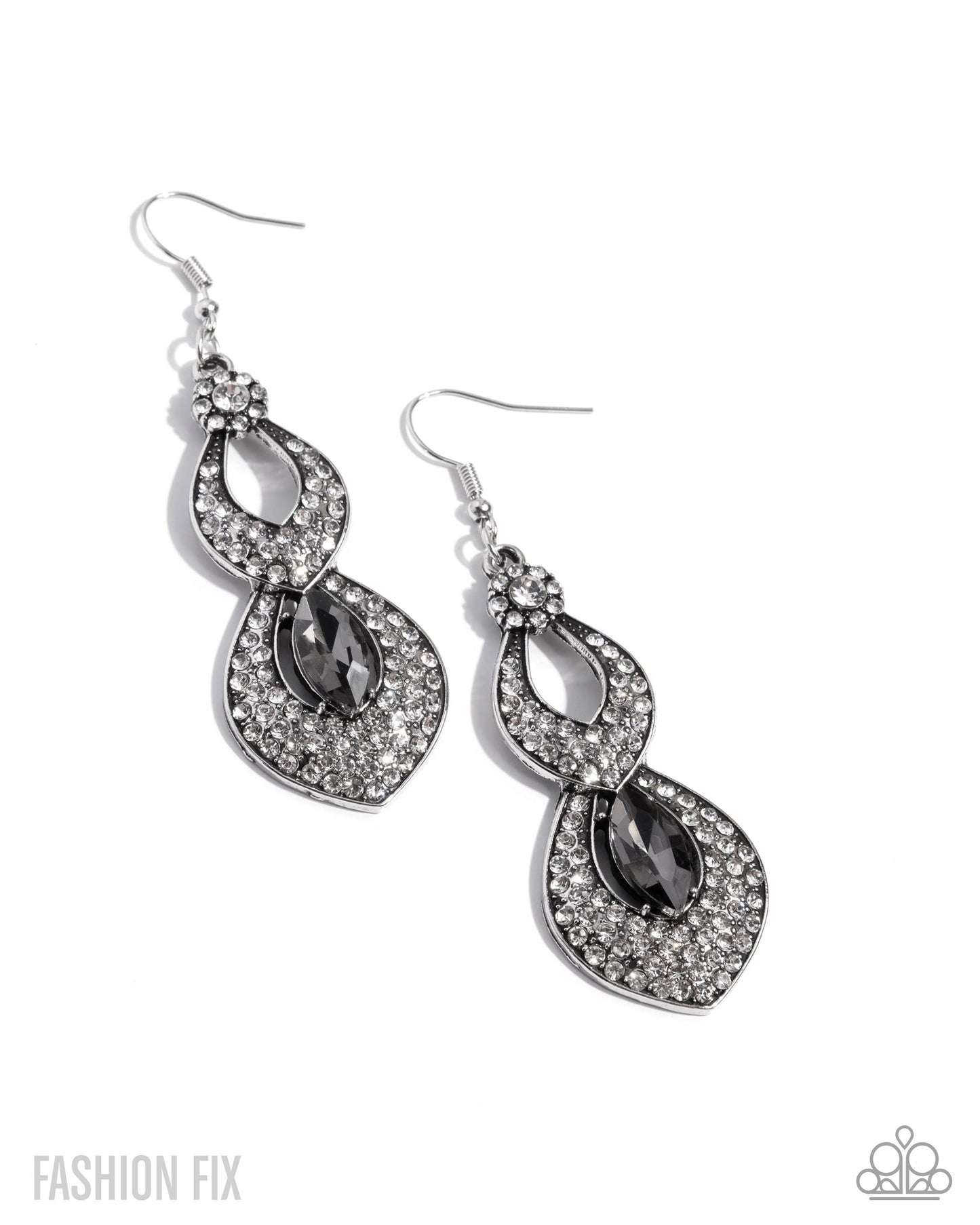 Notably Noir - silver - Paparazzi earrings
