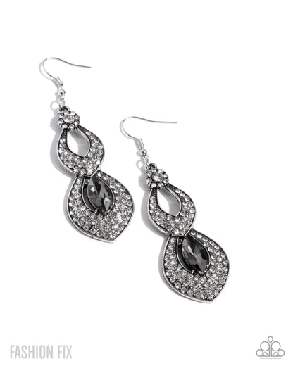 Notably Noir - silver - Paparazzi earrings